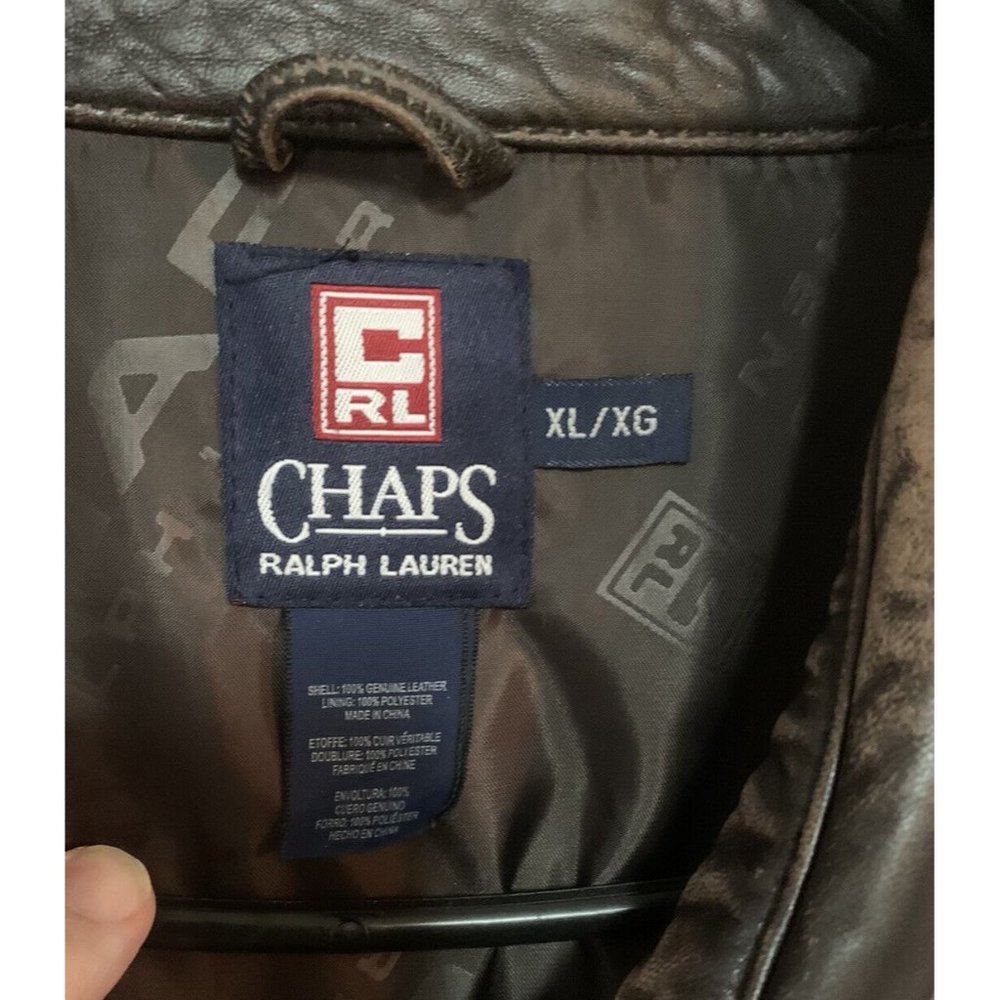 Vintage Chaps Ralph Lauren Genuine Mens Sz XL Leather Jacket Brown Cafe Racer - Picture 2 of 9